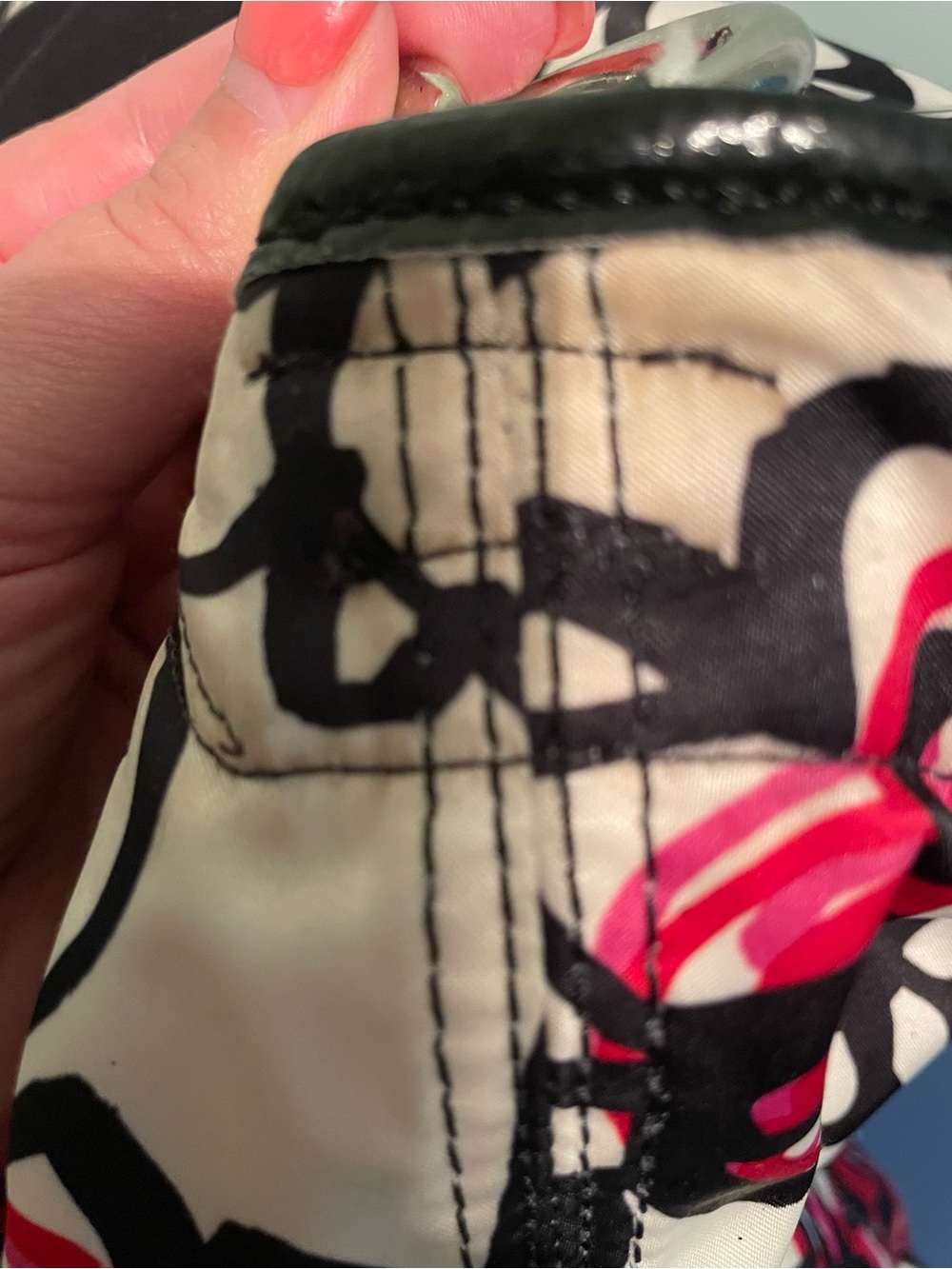 Coach Floral Foldover / Cross-body in White, Black, Red & Hot Pink - Picture 16 of 16